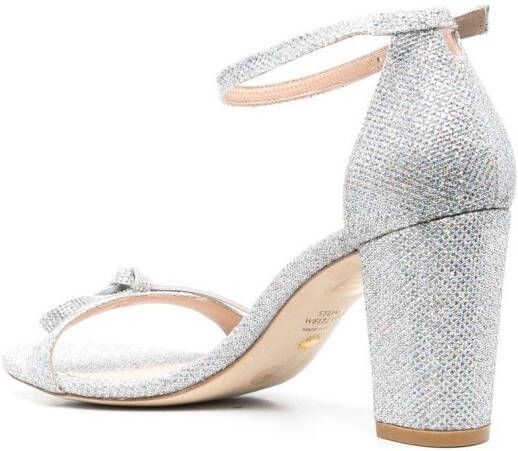 Stuart Weitzman glittered leather sandals Silver