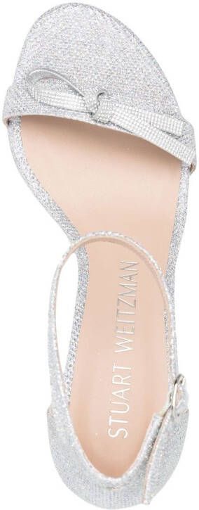 Stuart Weitzman glittered leather sandals Silver