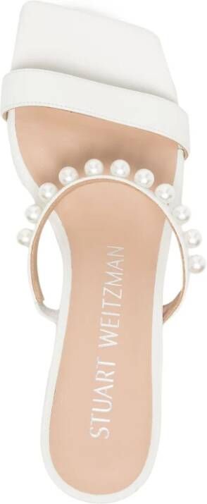 Stuart Weitzman Goldie pearl-embellished mules White