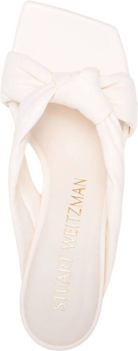 Stuart Weitzman knot-detail leather mules White