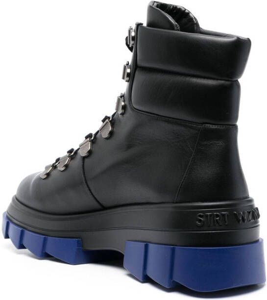 Stuart Weitzman lace-up leather boots Blue
