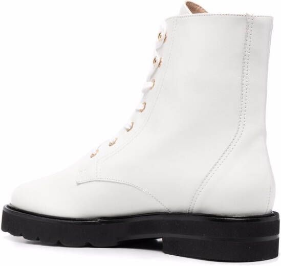 Stuart Weitzman lace-up leather boots White