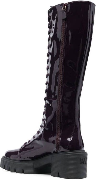 Stuart Weitzman lace-up patent boots Purple