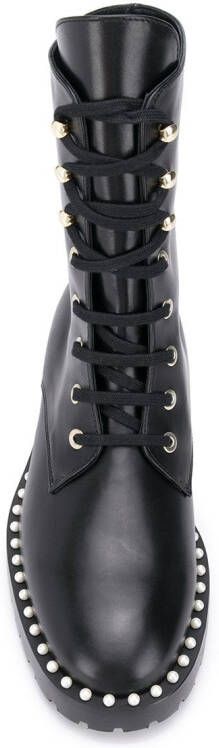Stuart Weitzman lace-up studded boots Black