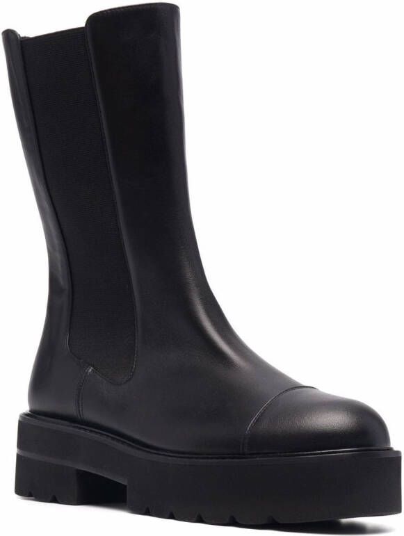 Stuart Weitzman leather elastic-panel boots Black