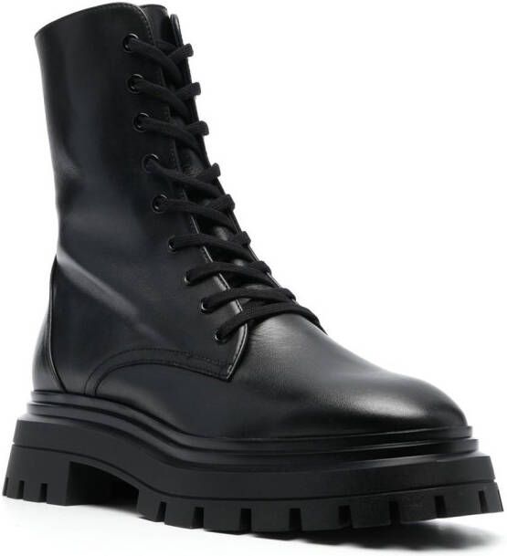 Stuart Weitzman leather lace-up boots Black