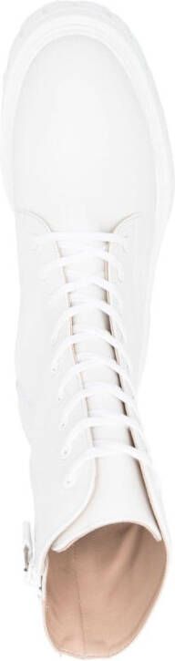 Stuart Weitzman leather lace-up boots White