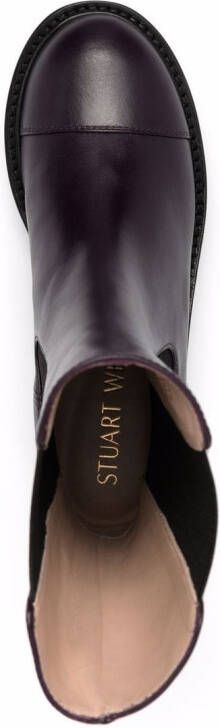 Stuart Weitzman leather mid heel chelsea boots Purple