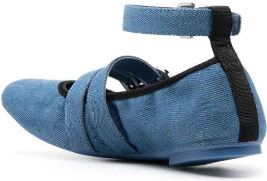 Stuart Weitzman Maverick denim flat ballerina shoes Blue