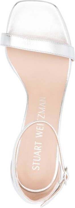 Stuart Weitzman metallic ankle-strap sandals Silver