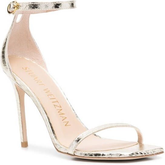 Stuart Weitzman metallic-effect snakeskin-effect sandals Yellow