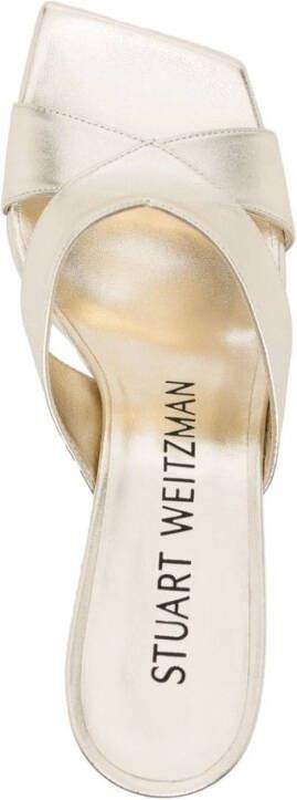Stuart Weitzman metallic square-toe mules Silver