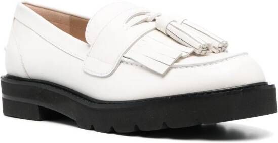 Stuart Weitzman Mila Lift Pearl leather loafers White