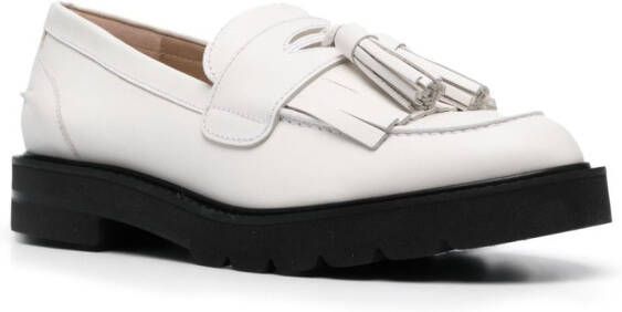 Stuart Weitzman Mila tassel leather loafers White