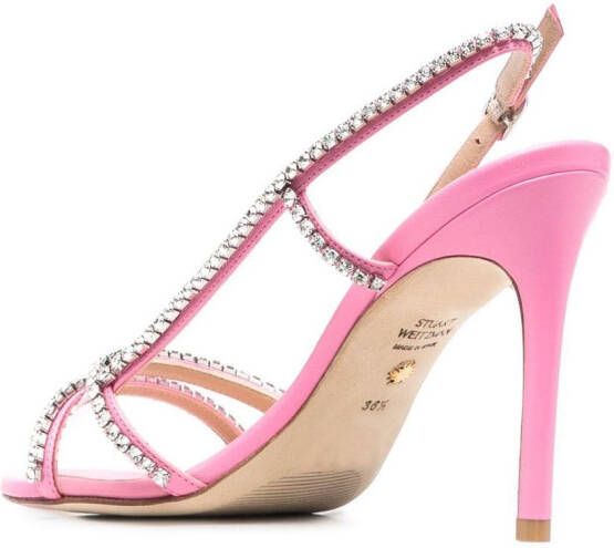 Stuart Weitzman Mondrian Glam crystal-embellished 100mm sandals Pink