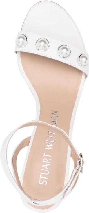 Stuart Weitzman Nearlybare Portia 85mm leather sandals White