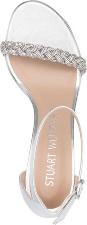Stuart Weitzman NearlyNude 80mm metallic-finish sandals Silver