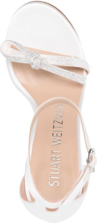Stuart Weitzman Nudist crystal-bow sandals White