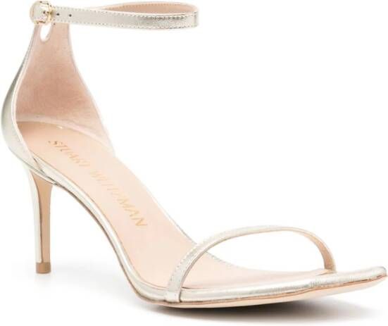 Stuart Weitzman Nudistcurve 75mm leather sandals Gold