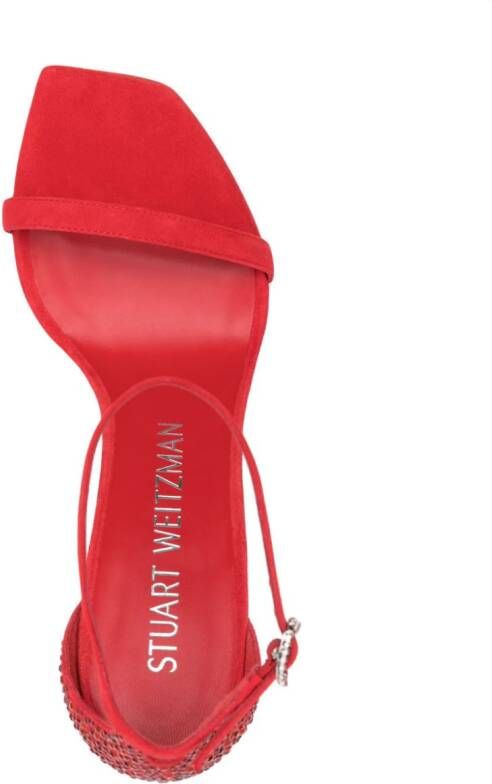 Stuart Weitzman Nudistcurve Royale 100mm rhinestone-embellished sandals Red