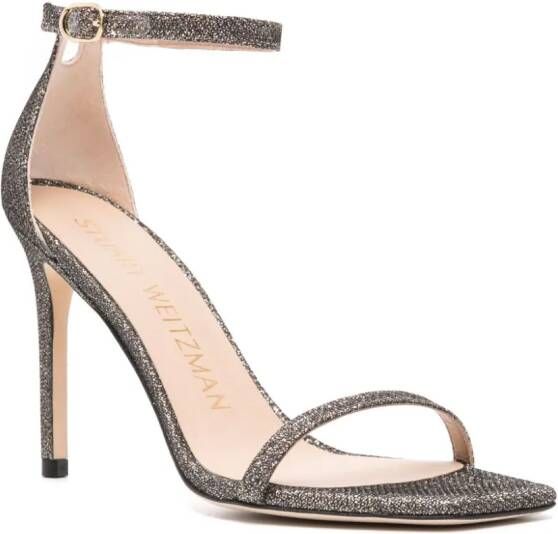 Stuart Weitzman Nudistsong 110mm glitter sandals Grey