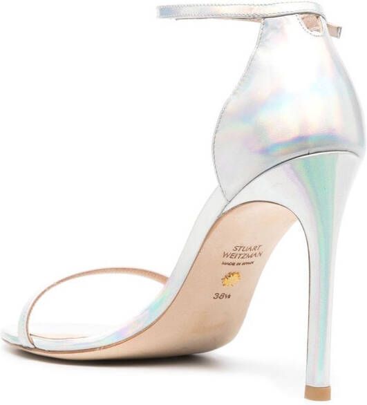 Stuart Weitzman Nudistsong 110mm iridescent sandals Silver