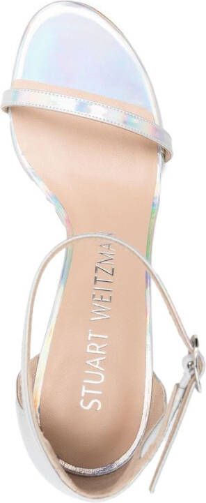 Stuart Weitzman Nudistsong 110mm iridescent sandals Silver