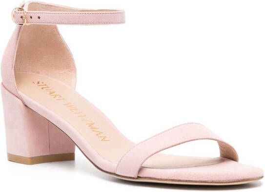 Stuart Weitzman open-toe 63mm suede sandals Pink