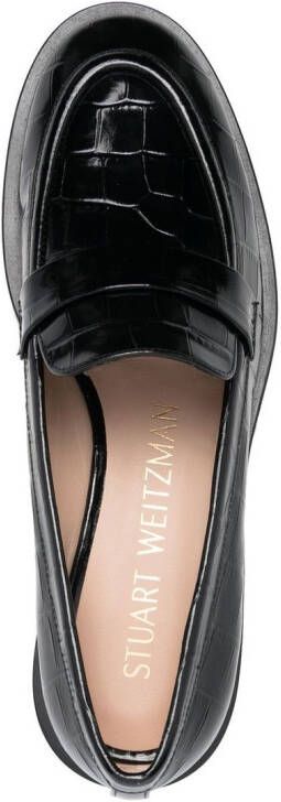 Stuart Weitzman Palmer Sleek 10mm embossed loafers Black