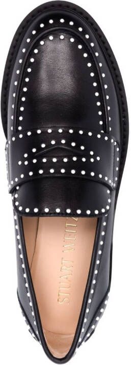 Stuart Weitzman Parker pearl-embellished loafers Black