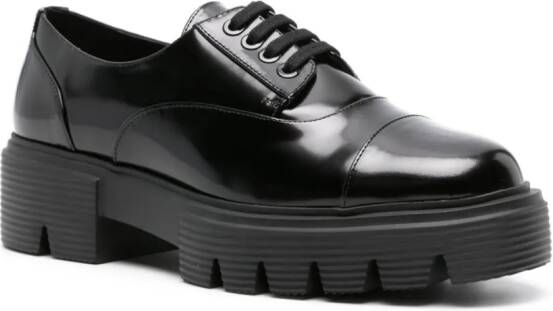 Stuart Weitzman patent-leather derby shoes Black
