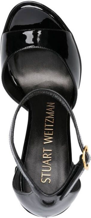 Stuart Weitzman patent platform-sole 145mm sandals Black