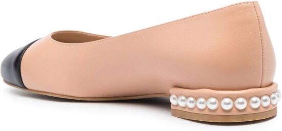 Stuart Weitzman Pearl contrasting-toecap ballerina shoes Pink