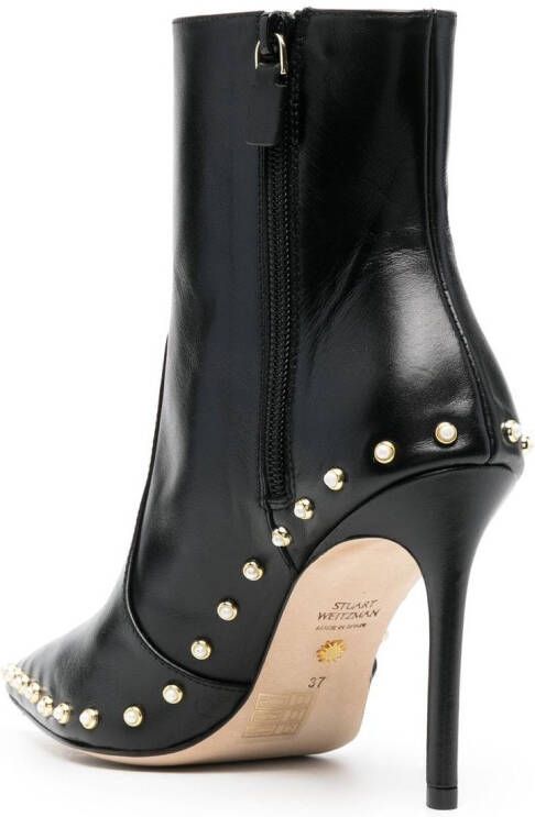 Stuart Weitzman pearl-detail 110mm leather boots Black