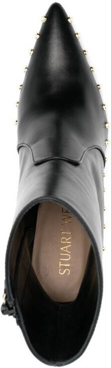 Stuart Weitzman pearl-detail 110mm leather boots Black