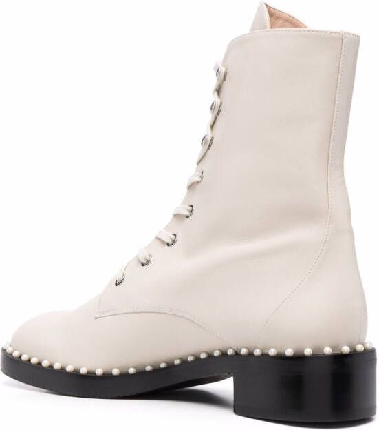 Stuart Weitzman pearl-embellished ankle boots Neutrals