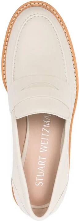 Stuart Weitzman penny-slot leather loafers Neutrals