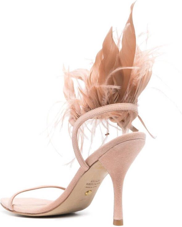 Stuart Weitzman Plume 100 feather-trimmed sandals Pink