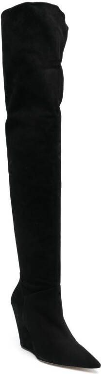 Stuart Weitzman pointed 115mm leather boots Black