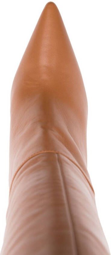 Stuart Weitzman pointed 115mm leather boots Brown