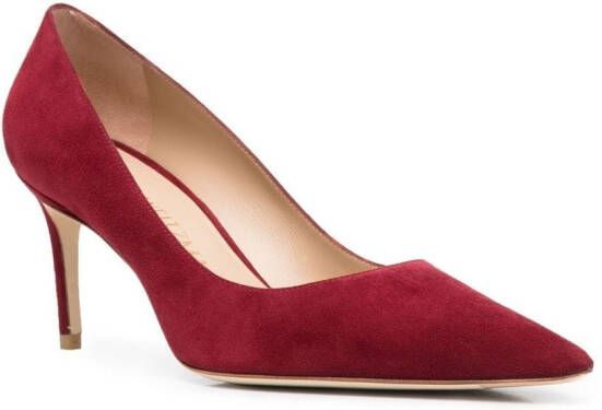 Stuart Weitzman pointed suede pumps Red