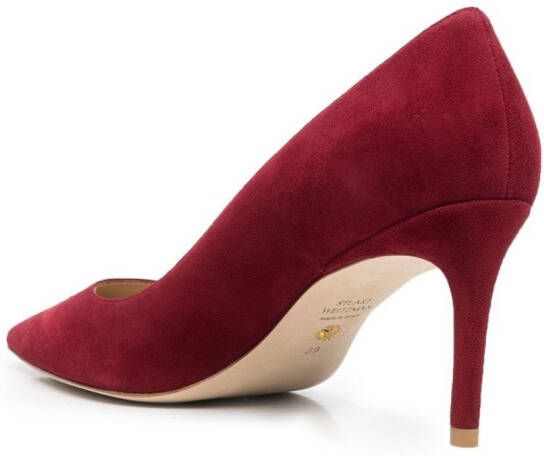 Stuart Weitzman pointed suede pumps Red