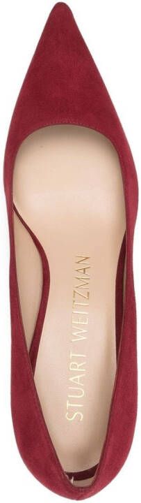 Stuart Weitzman pointed suede pumps Red