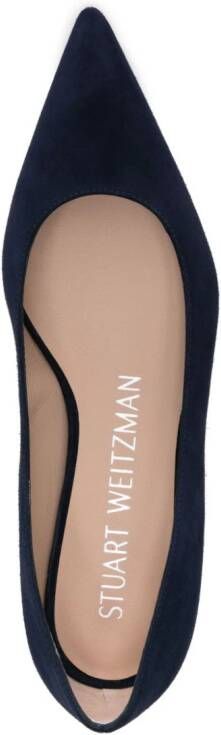 Stuart Weitzman pointed-toe suede ballerina shoes Blue