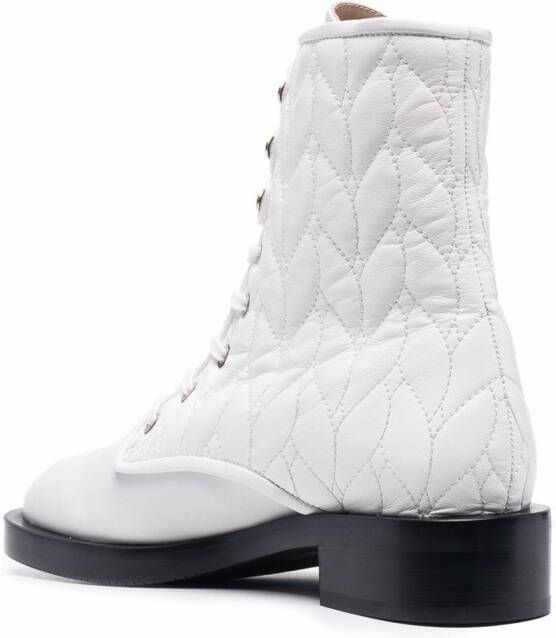 Stuart Weitzman quilted lace-up boots White