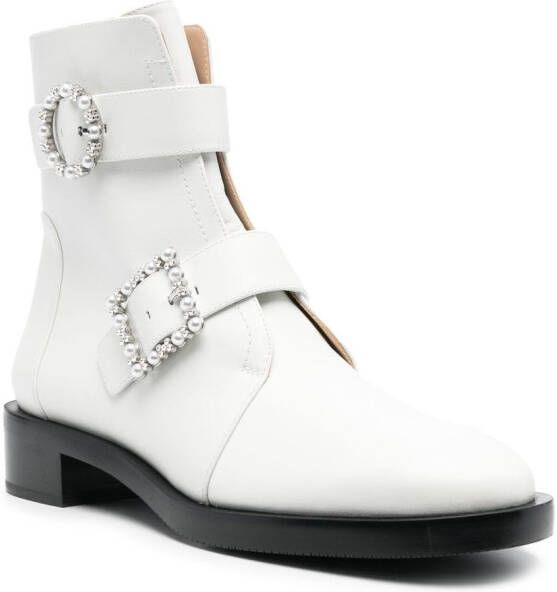 Stuart Weitzman Ryder buckle-strap ankle boots White