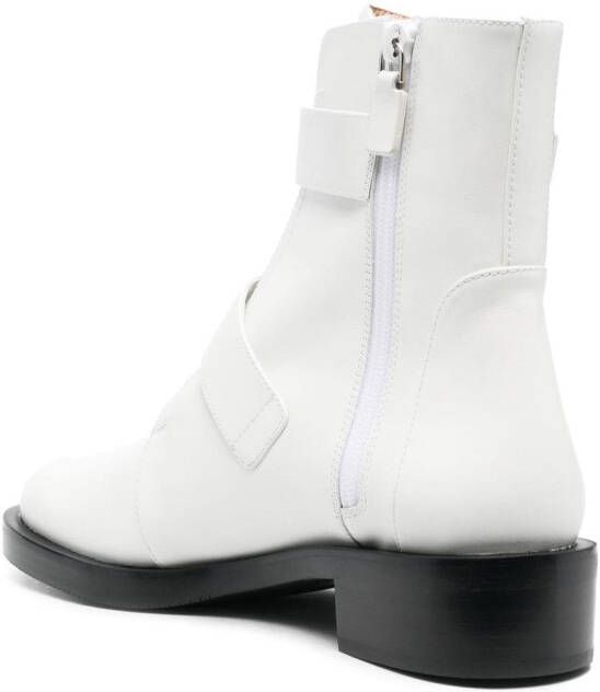 Stuart Weitzman Ryder buckle-strap ankle boots White