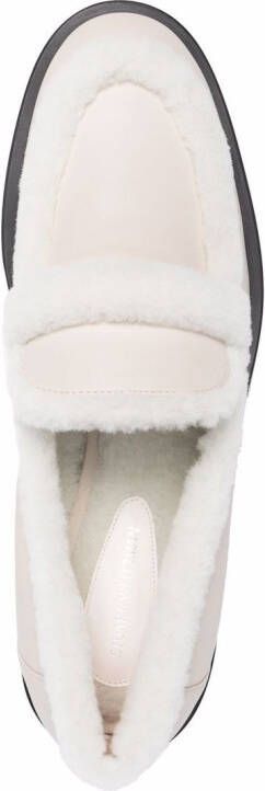 Stuart Weitzman shearling trim loafers Neutrals