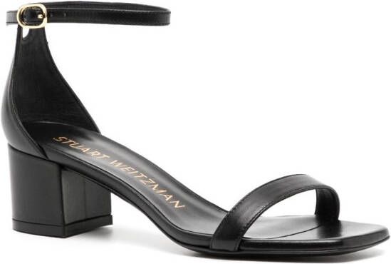 Stuart Weitzman Simplecurve 50mm leather sandals Black