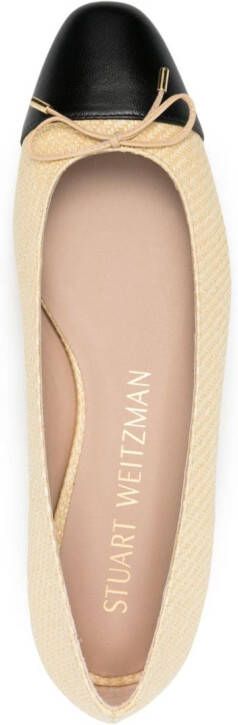 Stuart Weitzman Sleek Bow raffia ballerina shoes Neutrals